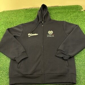 Italia Sweater Mens XXL 2XL Navy Hoodie Full Zip Sweatshirt Chip Casual‎ Comfort